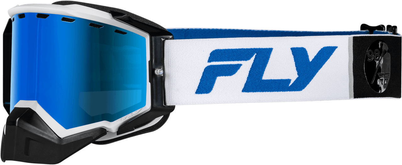 Fly Racing Zone Elite Snw Goggle White/Blue W/Drk Blue Mir/Plrzd Smoke Lens