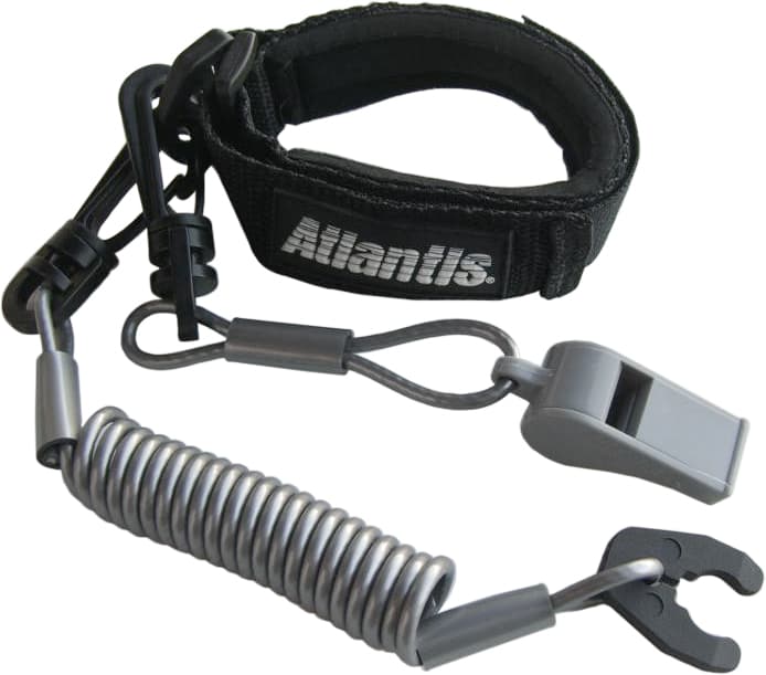 Atlantis Pro Floating Wrist Lanyard Black W/Whistle