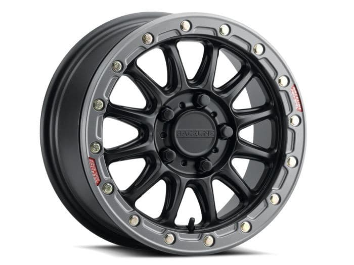 RACELINE ALPHA BLACK W/GUNMETAL RING 17X7 4X156 +40