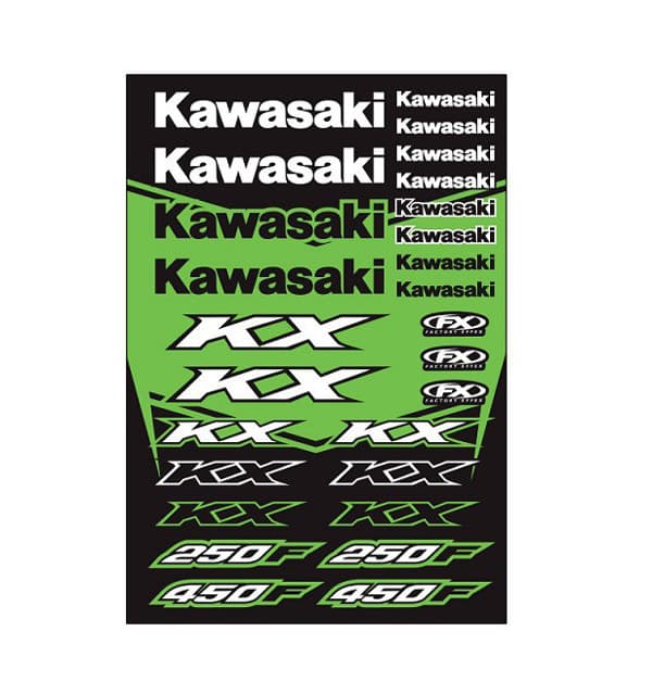 FACTORY EFFEX KAWASAKI OEM STICKER SHEETS KAWASAKI KX