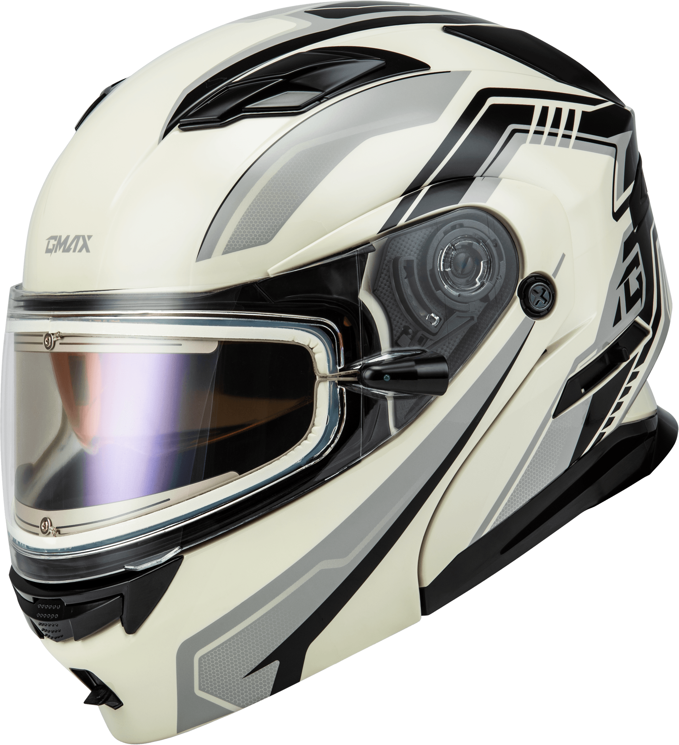 MD-01S TRANSISTOR SNOW HELMET W ELEC SHLD WHITE/GREY/BLK XS