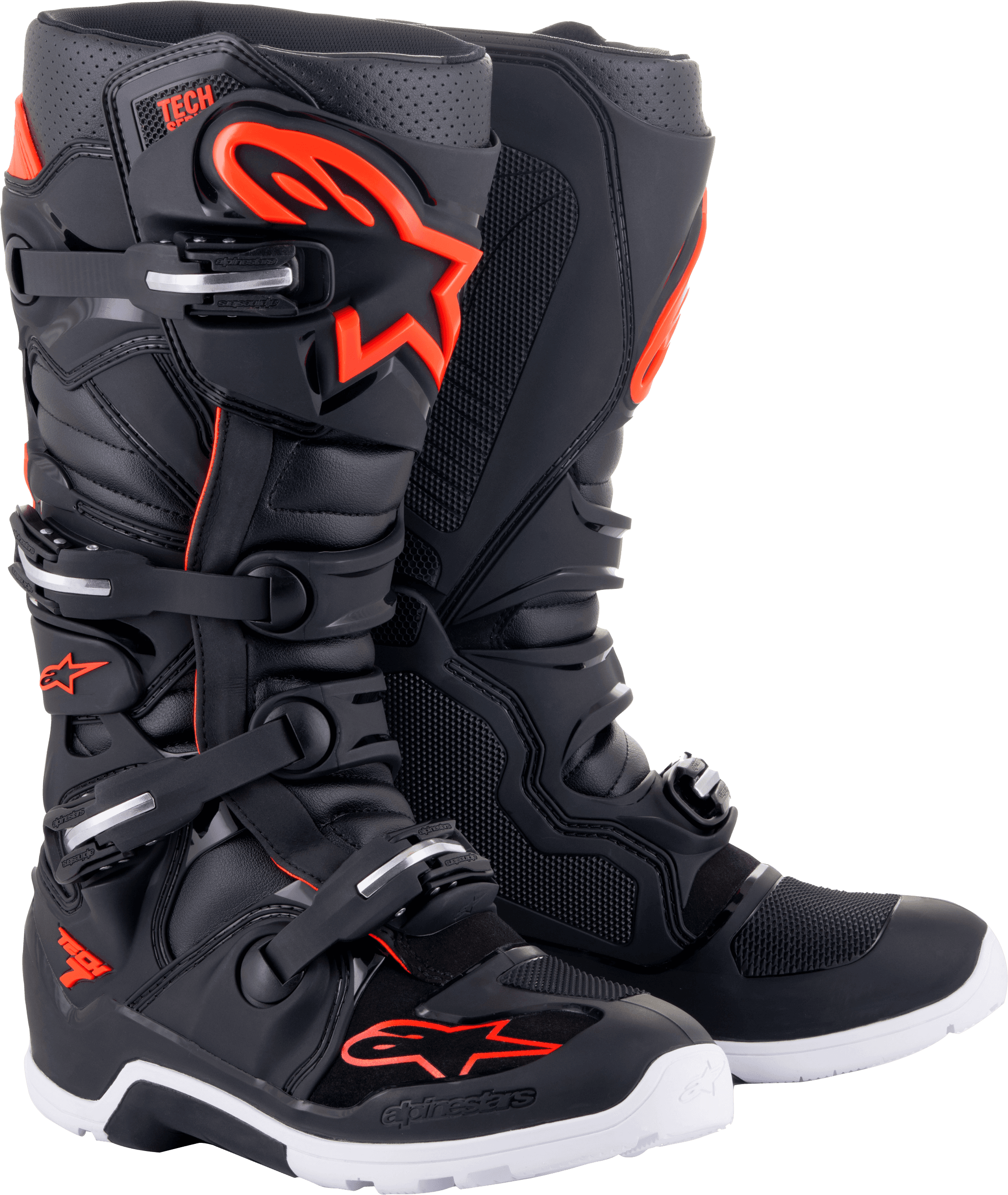 TECH 7 ENDURO BOOTS BLACK/RED FLUO SZ 9