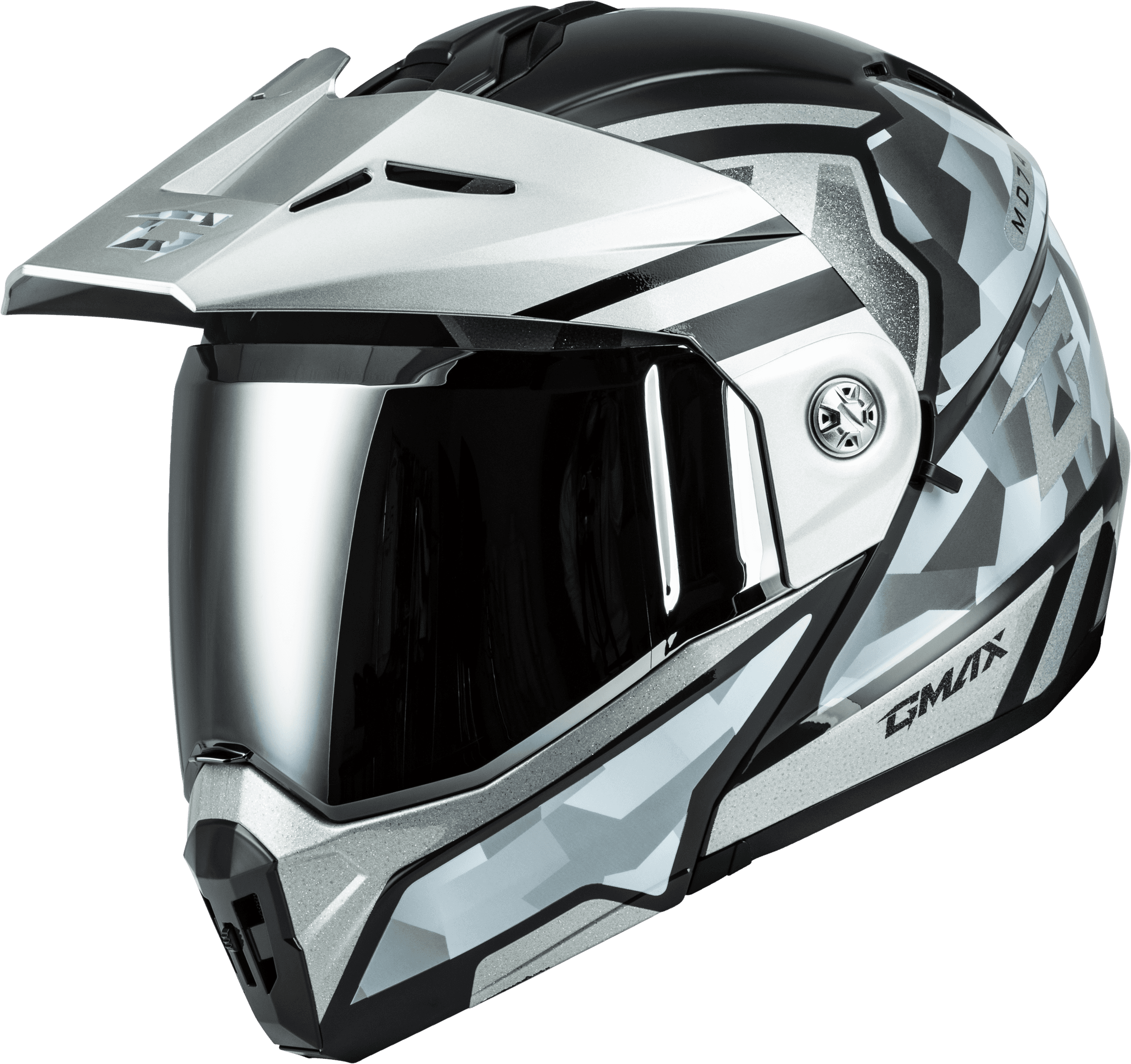 MD-74 STRIKER MODULAR HELMET W SLVR SHIELD SLVR/BLU MTLC LG