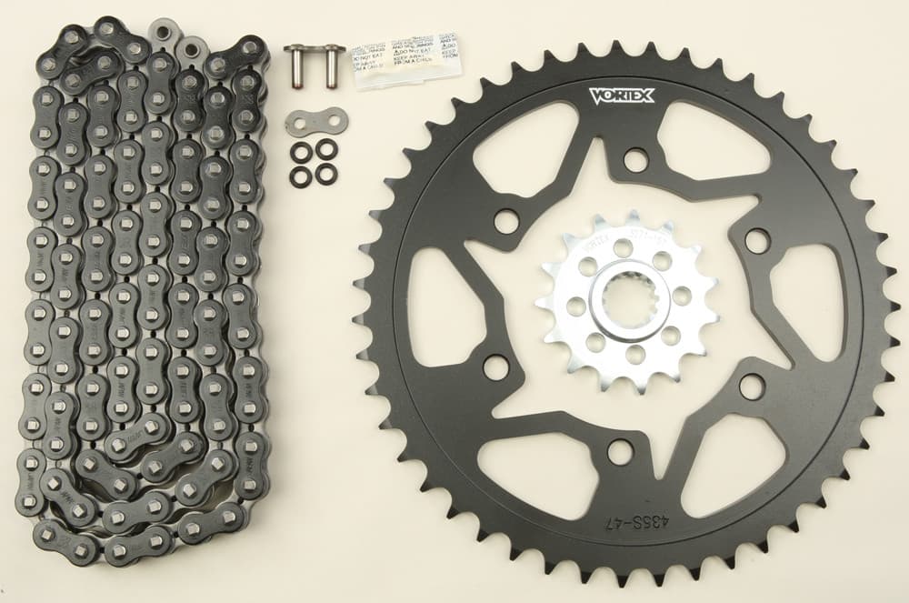 Vortex Sprocket/Chain Kit Stl/Stl 15/47T Sil SX3 520-114L Black