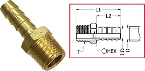 SP1 1/4 Pipe To 1/4 Hose Barb Fitt