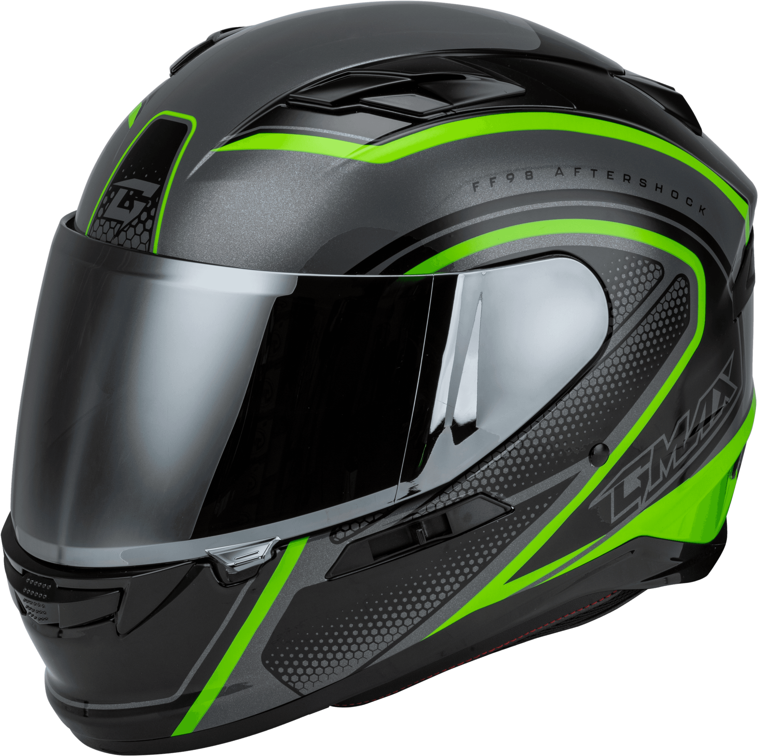 FF-98 AFTERSHOCK HELMET GREY/NEON GREEN LG