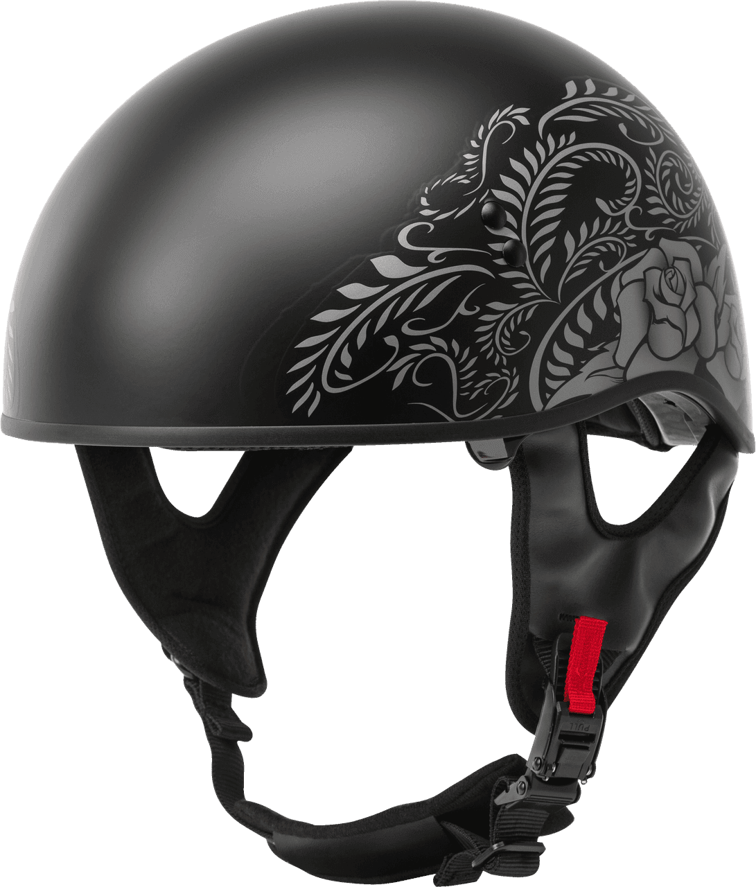 Gmax HH-65 Half Helmet Rose Naked Matte Black/Silver LG