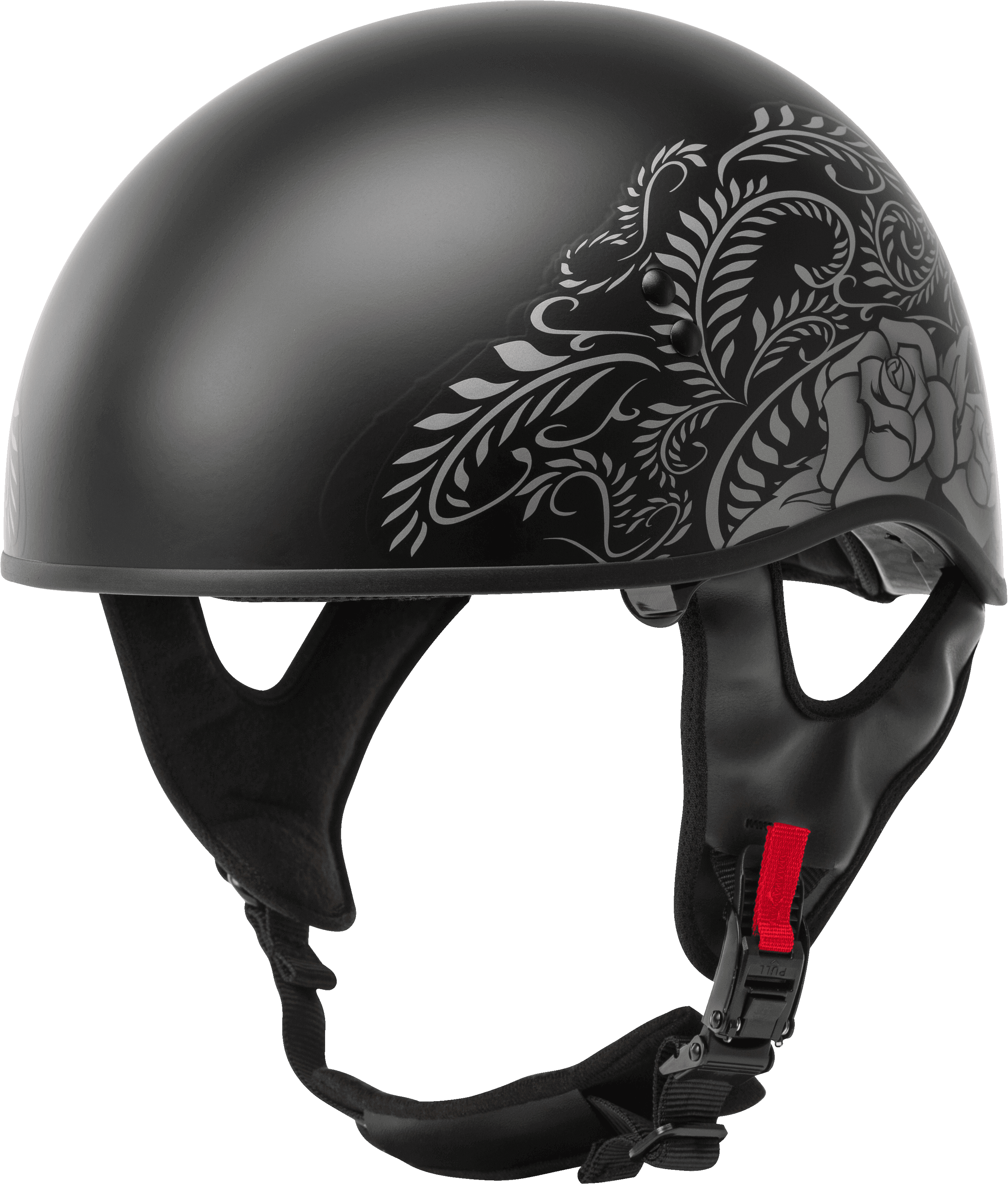 HH-65 HALF HELMET ROSE NAKED MATTE BLACK/SILVER LG