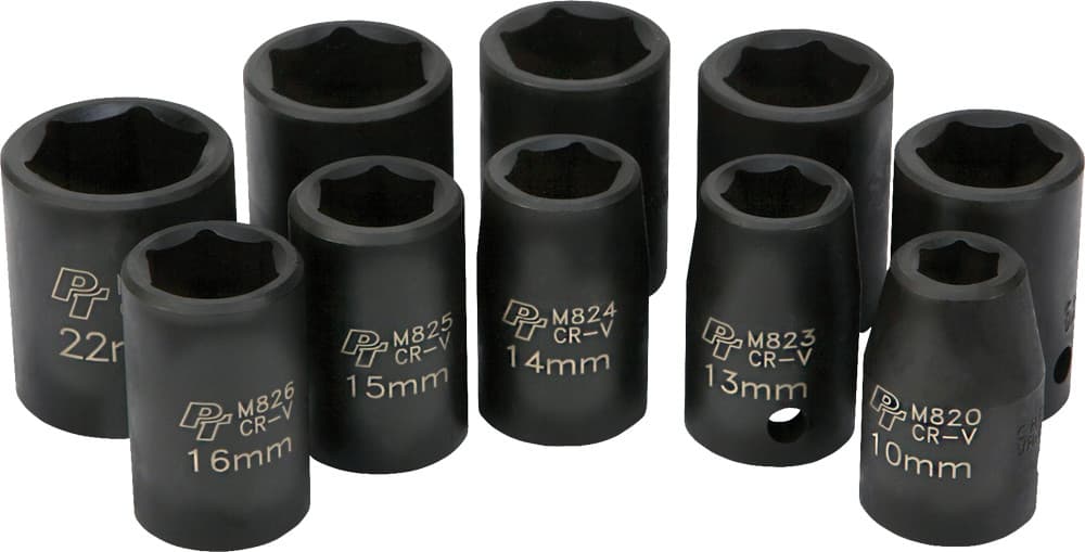 10 PC 1/2" MET IMP SKT SET SHALLOW