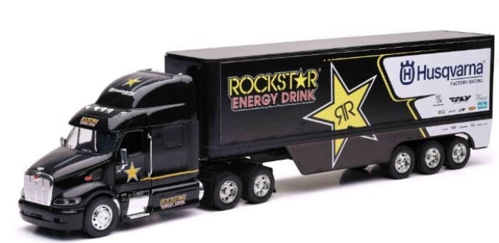 New-Ray 1:32 Scale Rockstar Husqvarna Racing Transporter Rig