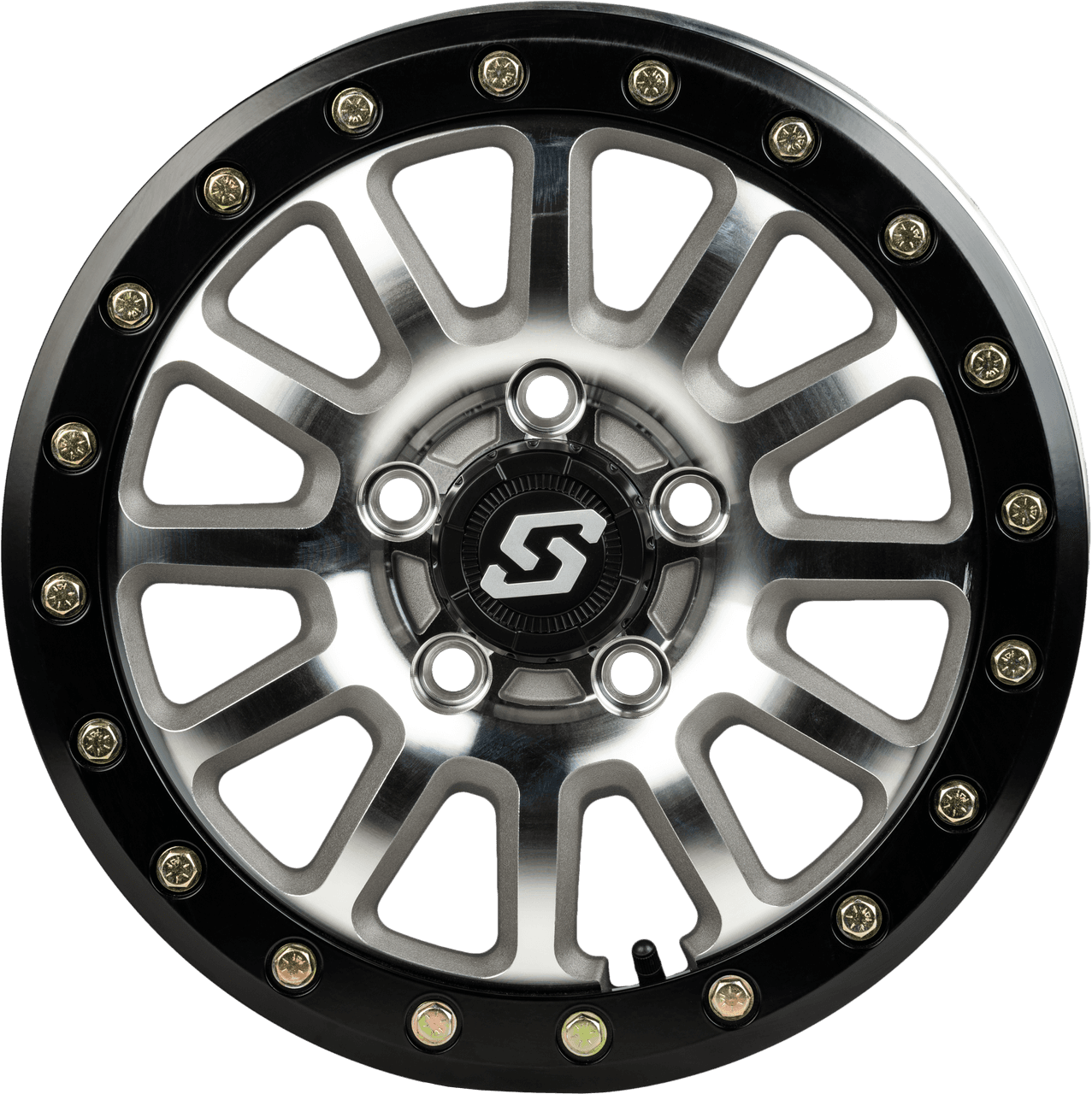 SANO BDLK WHEEL 15X7 5/4.5 6+1 (+50MM) BLK/AS CAST