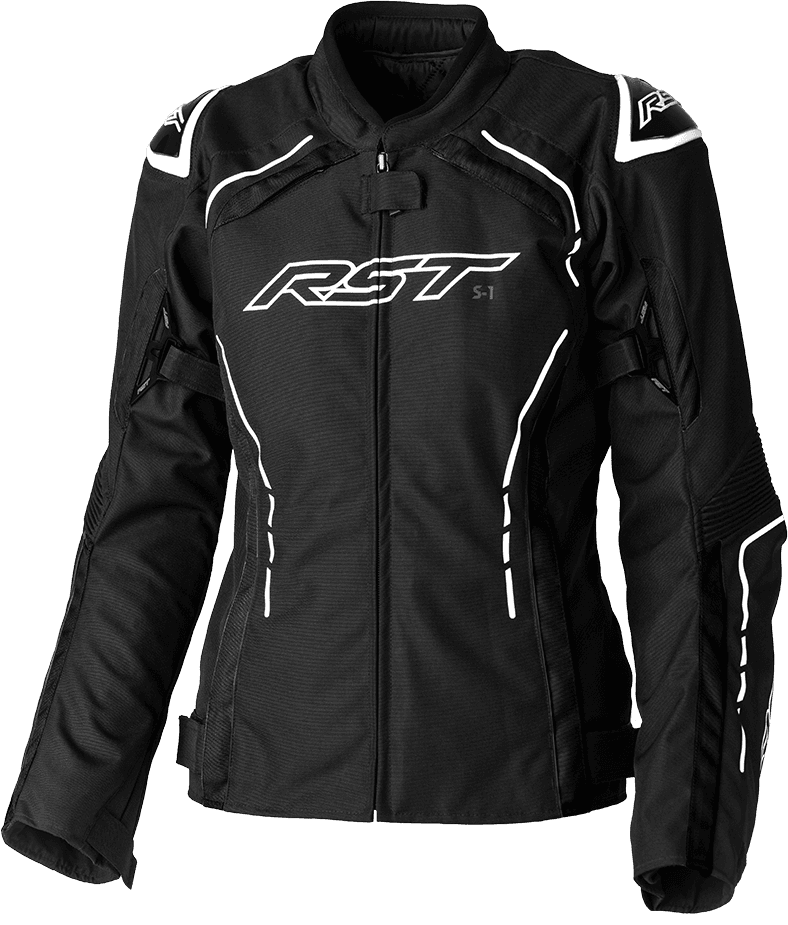 LADIES S1 CE JACKET BLACK/WHITE TEXTILE LG
