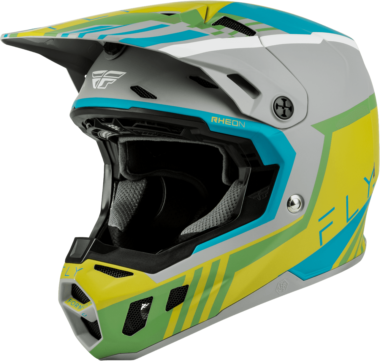 Fly Racing Formula Cc Strike Helmet Matte Grey/Green/Teal LG